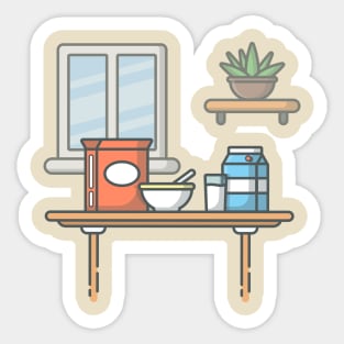 Breakfast time cartoon Sticker